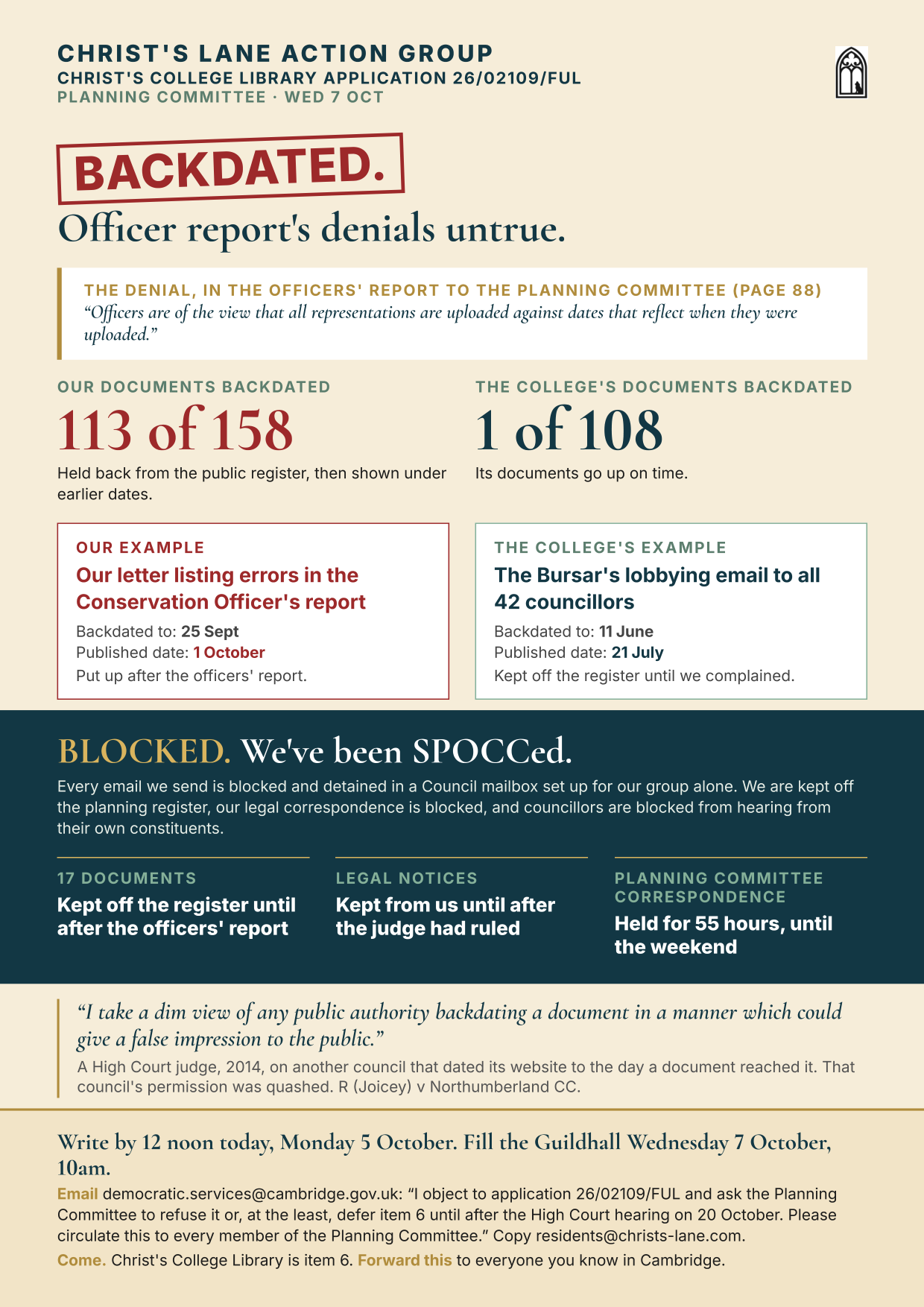 Backdated. Blocked. The CLAG fact sheet of 5 October 2026