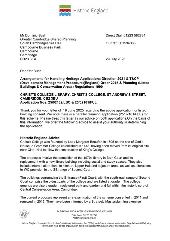 Preview of Historic England — First Advice (25/02161/FUL)