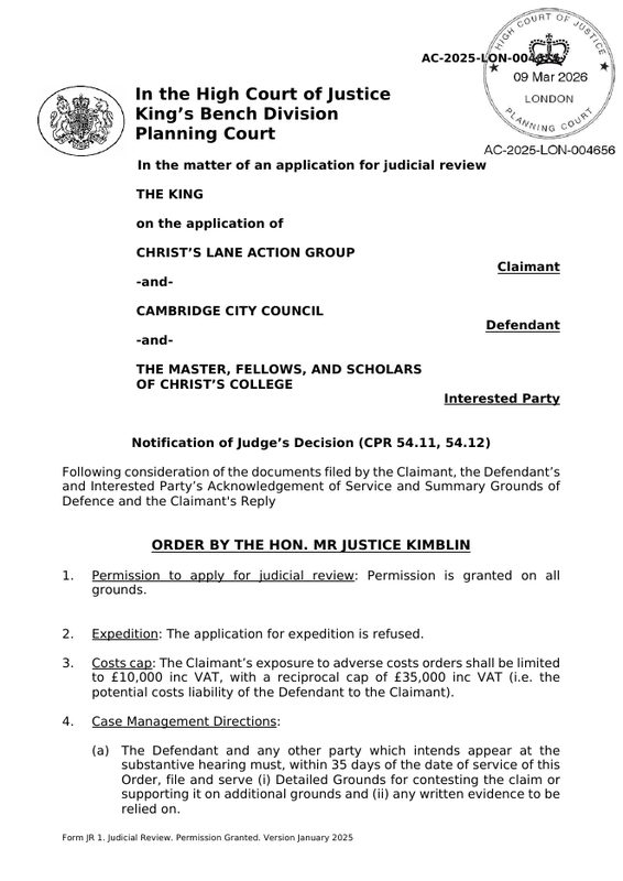 Preview of Order — Permission Granted