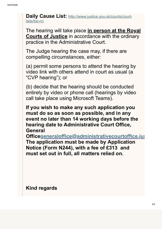 Preview of Substantive Hearing Listed: 20 October 2026
