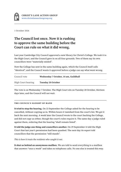 Preview of the CLAG newsletter of 1 October 2026